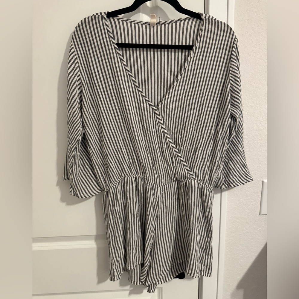 Elan striped cover up romper